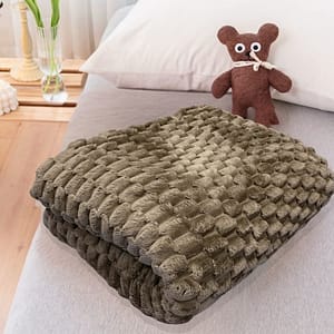 Flannel Fleece Throw Blanket-LIGHT BROWN
