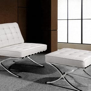Theshowroom Furniture Crystal Lounger With Ottoman-White