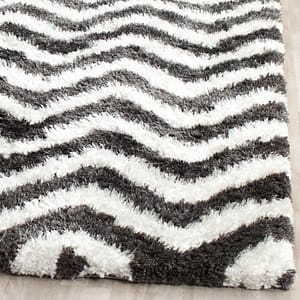 Barcelona Shag Carpet-5X5 Square Graphite/Ivory