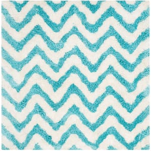 Barcelona Shag Carpet-5X5 Square Ivory Blue