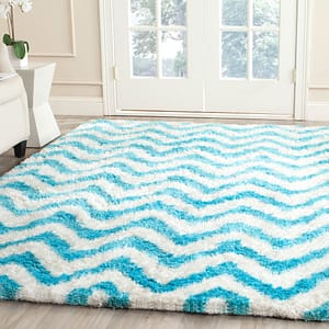 Barcelona Shag Carpet-8X10 Square Ivory Blue