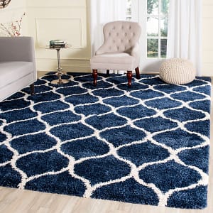 Hudson Shag Carpet-8X10 Navy/Ivory