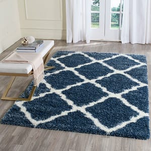 Montreal Shag Carpet-Ivory/Blue