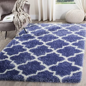 Montreal Shag Carpet-Periwinkle/Ivory