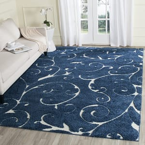 Florida Shag Carpet-8X10 Light Blue/Cream