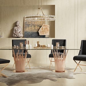 Rose gold dining table