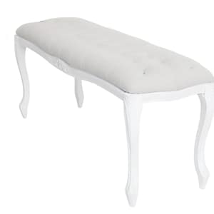 Theshowroom Furniture Silver Leaf Bench-White