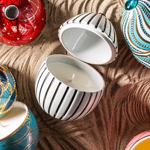 Ladenac Bois de Roussie Candle 200gr in ceramic WHITE BLACK STRIPES