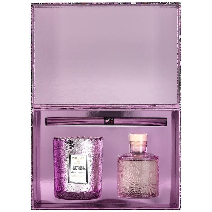Voluspa Japanese Plum Bloom Candle and Diffuser Gift Set